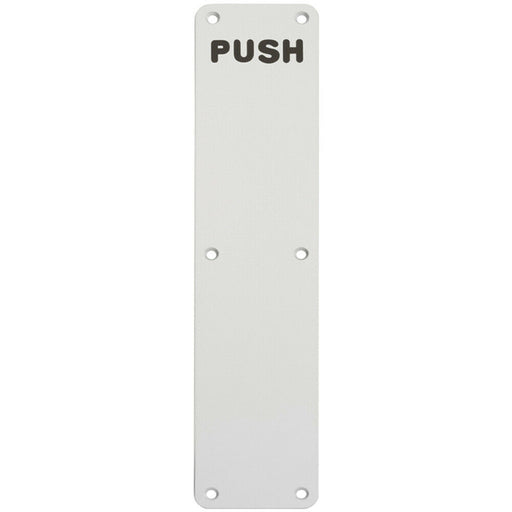Push Engraved Door Finger Plate 350 x 75mm Satin Anodised Aluminium Loops