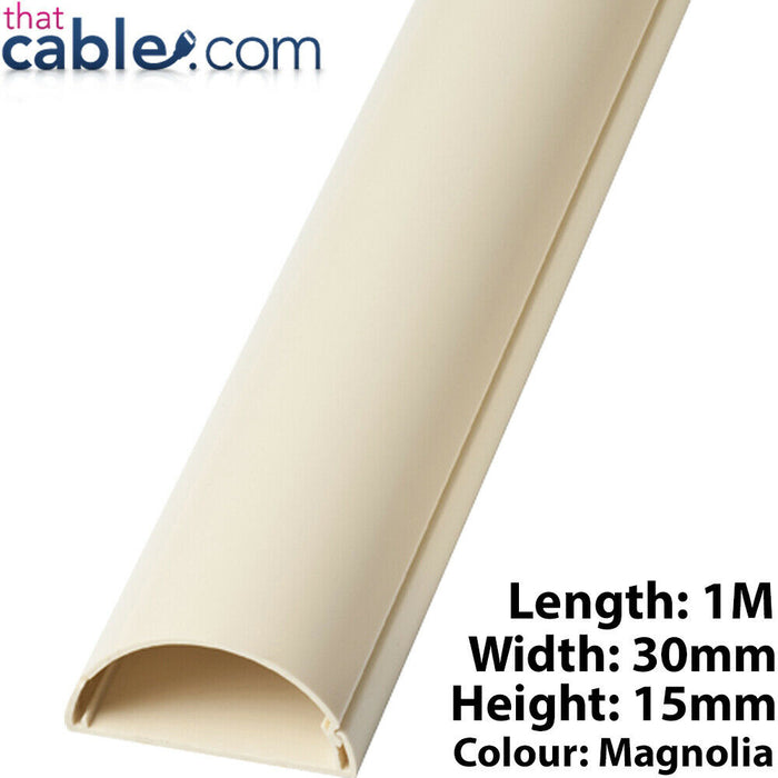 1m 30mm x 15mm Magnolia HDMI / Audio Cable Trunking Conduit Cover AV Wall Loops