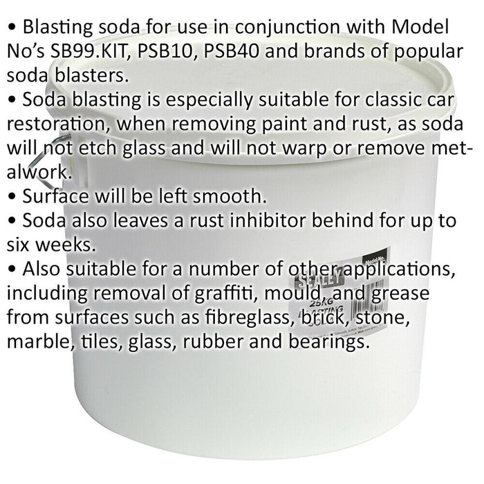 25KG Shot Blasting Soda PLASTIC TUB - Sand Blasting Paint Rust 285 Micron COARSE Loops