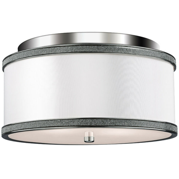 2 Bulb Flush Light Low Ceiling Polished Nickel Finish LED E27 60W Bulb