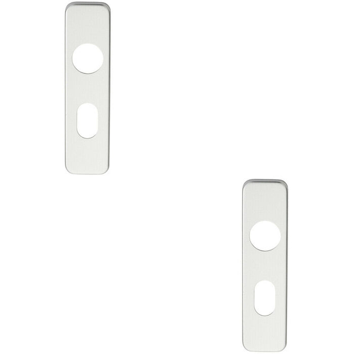 2x PAIR Door Handle Oval Backplate for Safety Levers 154 x 40mm Satin Aluminium Loops