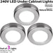 3x LED Kitchen Cabinet Spotlight *240V* NATURAL WHITE Surface Flush Chrome Light Loops