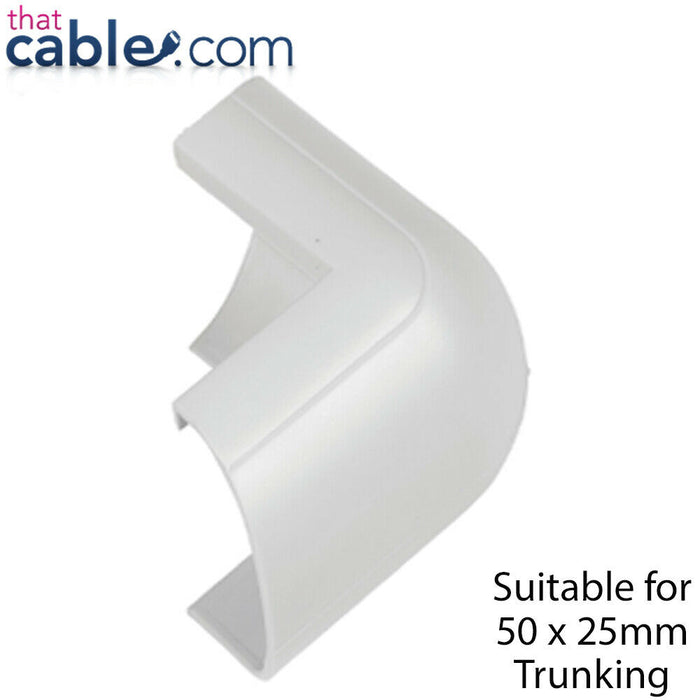 50mm x 25mm White Clip Over External Bend Trunking Adapter 90 Degree Conduit Loops