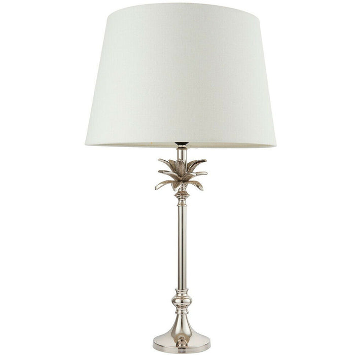 Small Metal Table Lamp Polished Nickel Leaf Feature BASE ONLY Palm Tree Light Loops