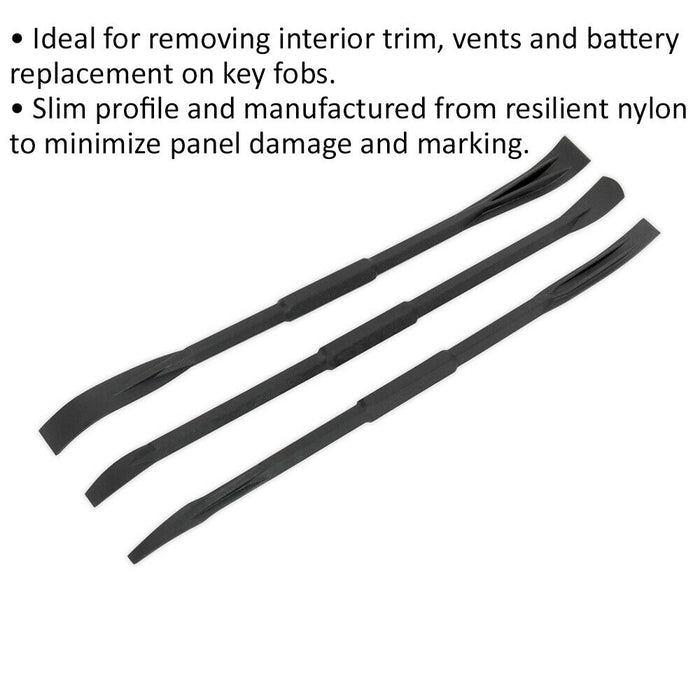3 Piece Mini Trim Panel Removal Set - Resilient Nylon - 83mm Length Key Fob Tool Loops