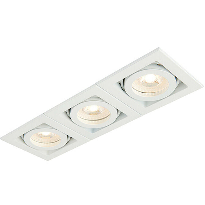 Triple Square Adjustable Head Ceiling Spotlight White GU10 50W Box Downlight Loops