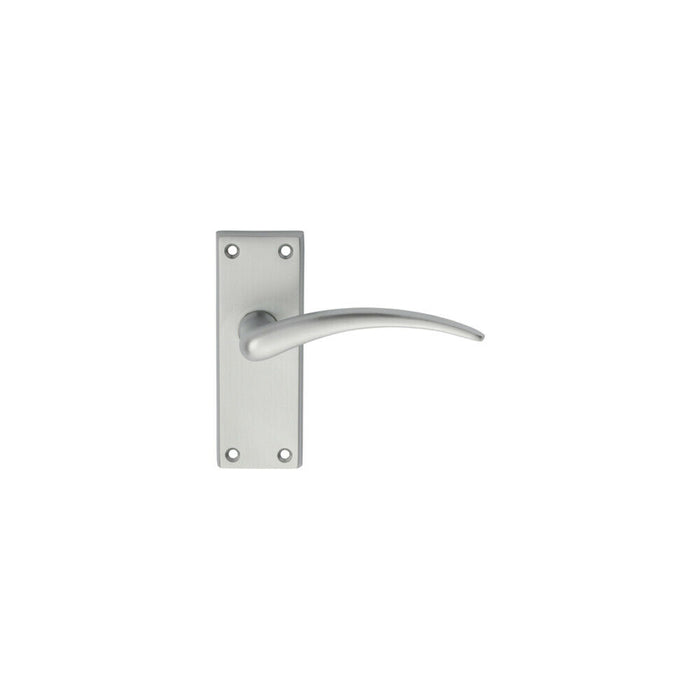 PAIR Slim Arched Door Handle on Latch Backplate 150 x 43mm Satin Chrome Loops