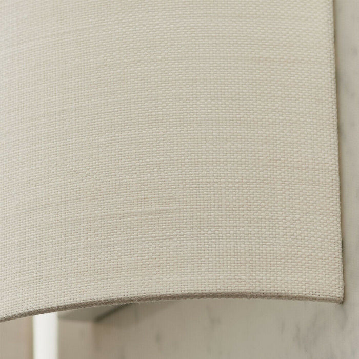 Fabric LED Wall Light Vintage White Semi Circle Linen Shade Sleek Lamp Fitting Loops