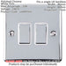 5 PACK 2 Gang Double Metal Light Switch POLISHED CHROME 2 Way 10A White Trim Loops