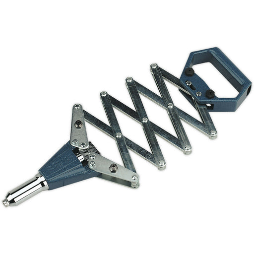 Professional Lazy Tong Riveter - Adjustable Nozzle Concertina Ratchet Rivet Gun Loops