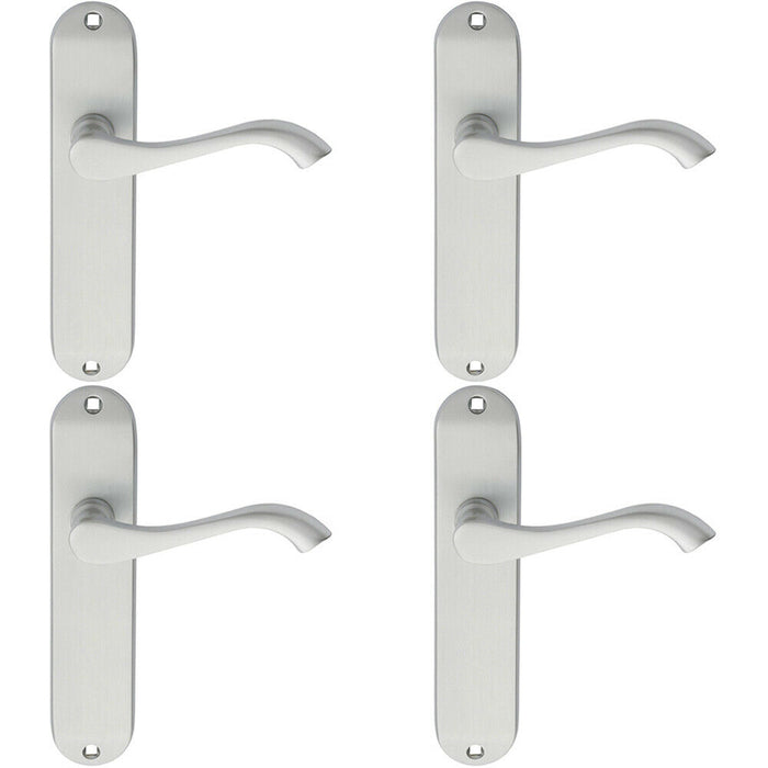 4x PAIR Curved Handle on Chamfered Latch Backplate 180 x 40mm Satin Chrome Loops