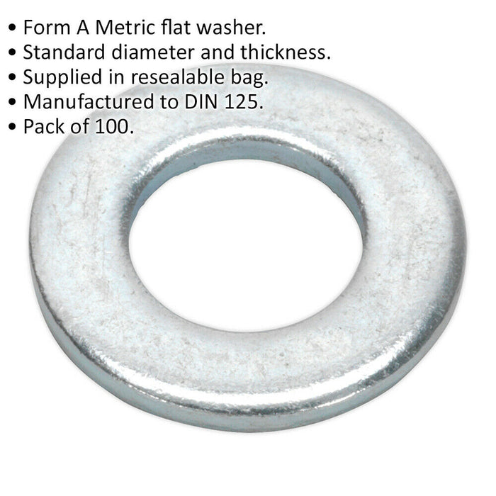 100 PACK Form A Flat Zinc Washer - M8 x 17mm - DIN 125 - Metric - Metal Spacer Loops