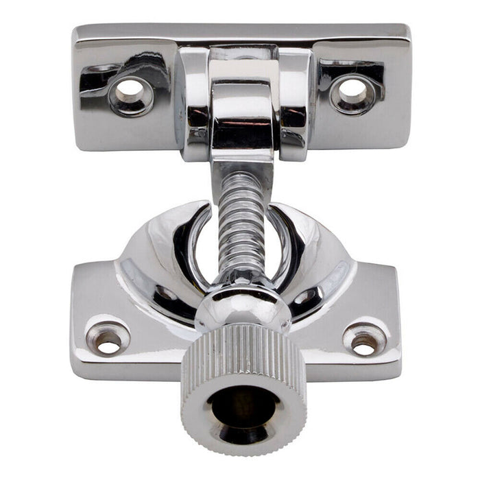 Brighton Pattern Sprung Sash Fastener 60 x 25mm Fixing Plate Polished Chrome Loops