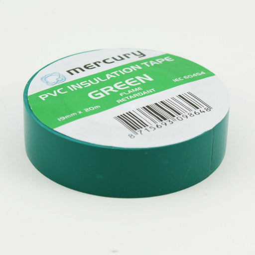 Green PVC Electrical Insulation Tape 20m x 19mm Flame Retardant Power Cable Loops