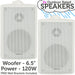 (PAIR) 2x 6.5" 120W White Outdoor Rated Speakers Wall Mounted HiFi 8Ohm & 100V