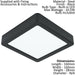 2 PACK Wall / Ceiling Light Black 160mm Square Surface Mounted 10.5W LED 4000K Loops