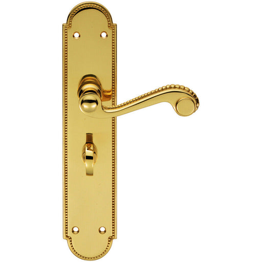 PAIR Beaded Pattern Handle on Bathroom Backplate 249 x 50mm Polished Brass Loops
