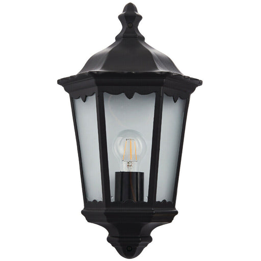 IP44 Outdoor Wall Light Matt Black Traditional Lantern Porch Flush Dimmable Lamp Loops