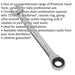 13mm Ratchet Combination Spanner - Chrome Vanadium Steel - 72 Tooth Ratchet Ring Loops