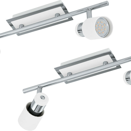 2 PACK Wall 2 Spot Light Colour Chrome Plated White Steel GU10 2x5W Included Loops