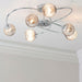 12 Arm Ceiling Pendant & 2x Wall Light Pack Chrome Smoked Glass Matching Indoor Loops