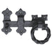 Ornate Ring Lift Handle Latch Set for Outdoor Gates Black Antique Finish Loops