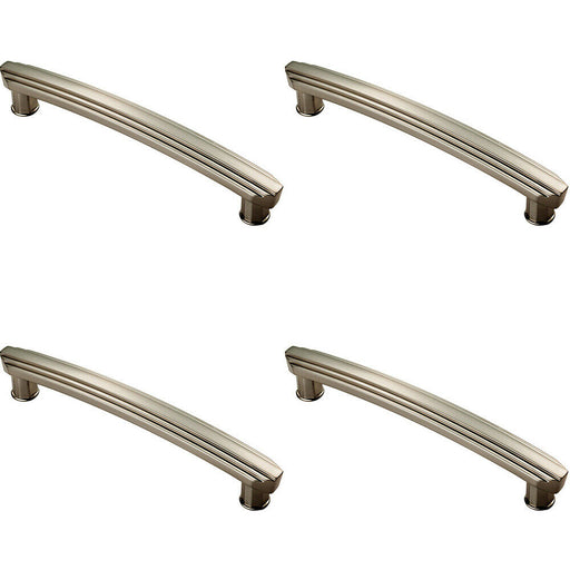 4x Ridge Deisgn Curved Cabinet Pull Handle 160mm Fixing Centres Satin Nickel Loops