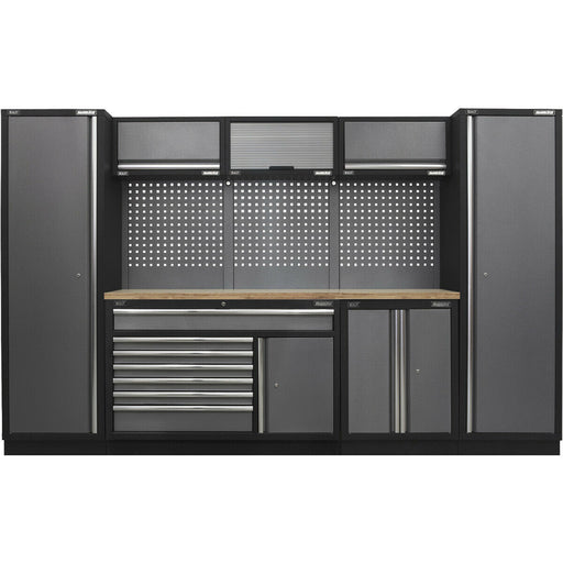 Garage Storage System Unit - 3240 x 460 x 2000mm - 36mm Pressed Wood Worktop Loops
