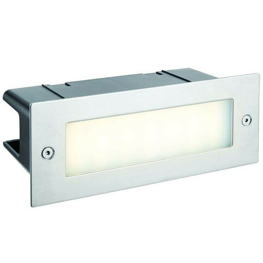 IP44 LED Full Brick Light Stainless Steel & Plain Frosted Glass 3.5W Cool White Loops