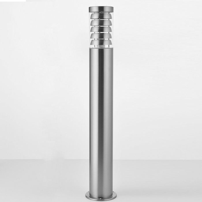 Outdoor Garden Bollard Light 80cm Brushed Steel 9W Outside Path Lamp Post IP44 Loops