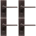 4x PAIR Flat Straight Handle on Slim Bathroom Backplate 150 x 50mm Matt Bronze Loops
