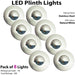 Eyelid LED Plinth Light Kit 8x Round Spotlight Kitchen Bathroom Floor Kick Panel Loops