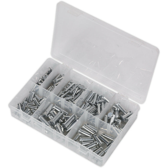 200 Piece Clevis Pin Assortment - Imperial Sizing - Securing Fastener Pins Loops