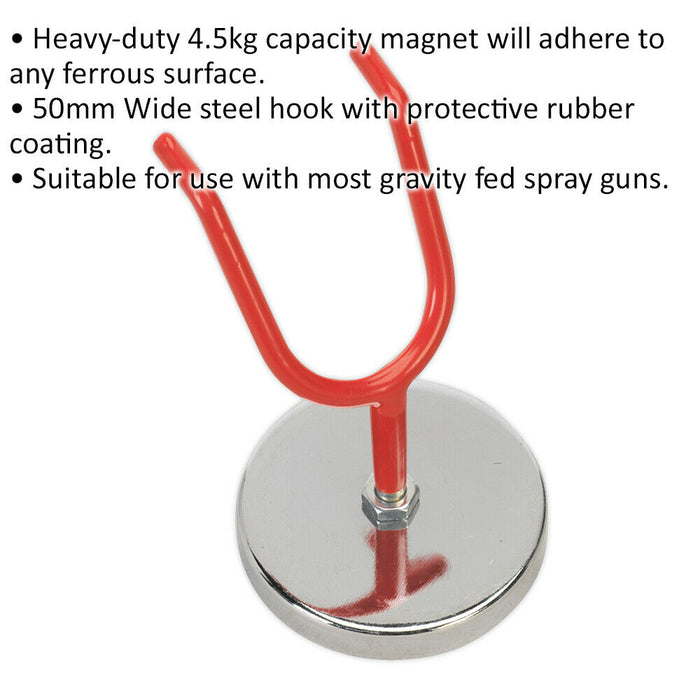 Magnetic Spray Gun / Airbrush Holder - Wall Hook 4.5KG Capacity - 50mm Wide Loops