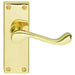 Door Handle & Latch Pack Brass Victorian Scroll Lever Turn Square Backplate Loops