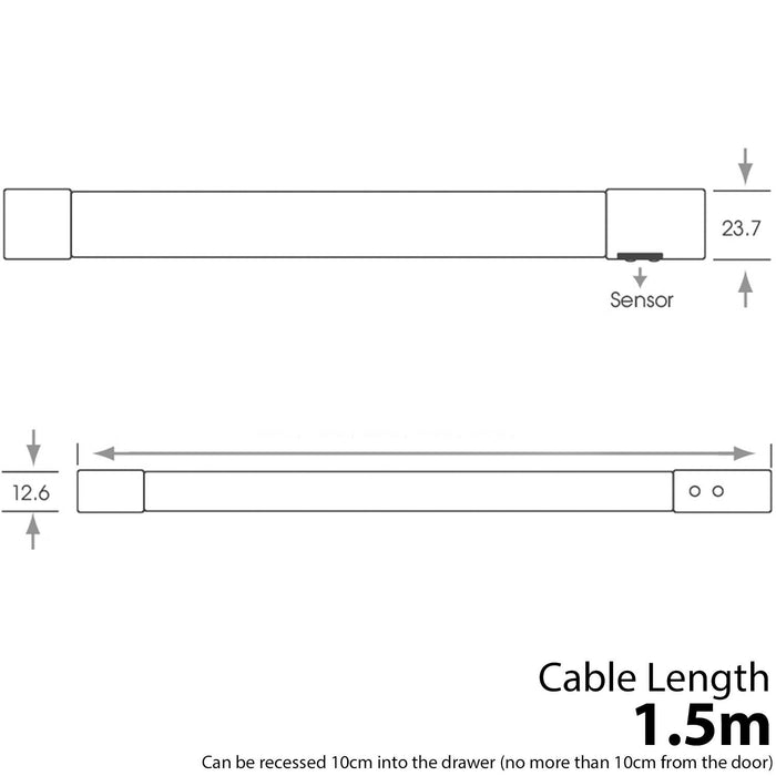 2x 900mm LED Drawer Strip Light AUTO ON/OFF PIR SENSOR Kitchen Cupboard Door Loops