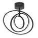 LED Semi Flush Ceiling Light 21W Warm White Matt Black Hoop Ring Feature Strip Loops