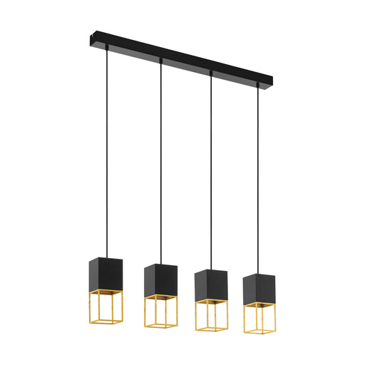 Pendant Ceiling Light Colour Black Gold Square Shades Bulb GU10 4x5W Included Loops