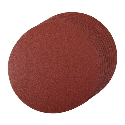 10 PACK 250mm 80 Grit Aluminium Oxide Round Sanding Sheet Discs Hook & Loop Loops