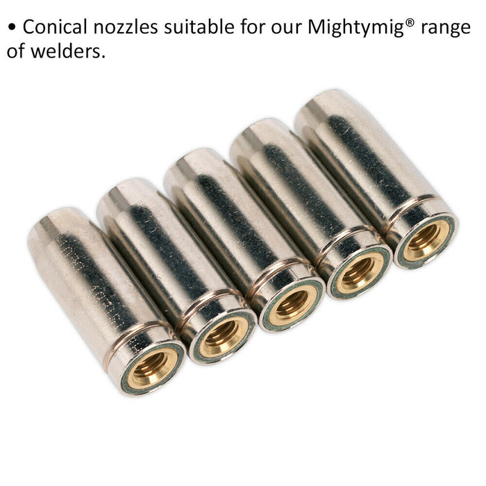 5 PACK Conical Nozzles for MB14 Welding Torches - MIG Welding Nozzle Shroud Loops