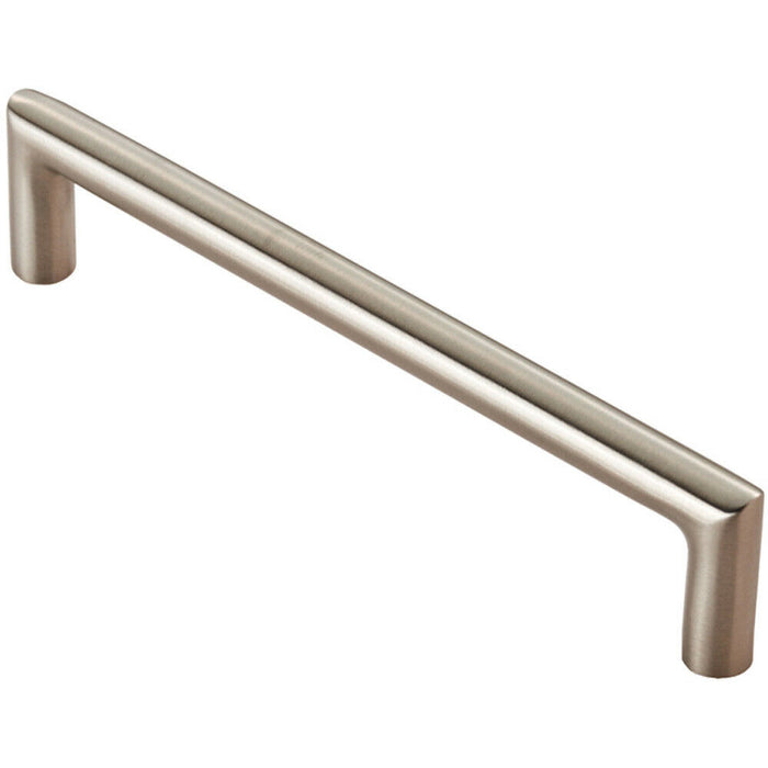 Mitred Round Bar Pull Handle 138 x 10mm 128mm Fixing Centres Satin Steel Loops