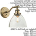 Dimmable LED Wall Light Antique Brass Glass Shade Adjustable Industrial Fitting Loops
