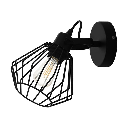 Wall Flush Ceiling Light Colour Black Shade Open Wire Frame Bulb E27 1x40W Loops