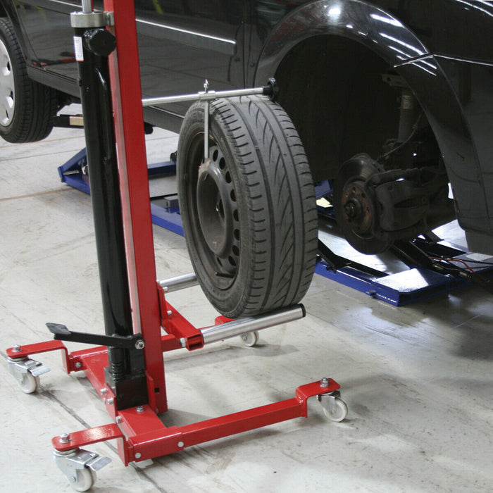 80kg Wheel Removal & Lifter Trolley - Quick Lift Function - Adjustable Width Loops