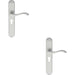2x PAIR Curved Handle on Long Slim Euro Lock Backplate 241 x 40mm Satin Chrome Loops