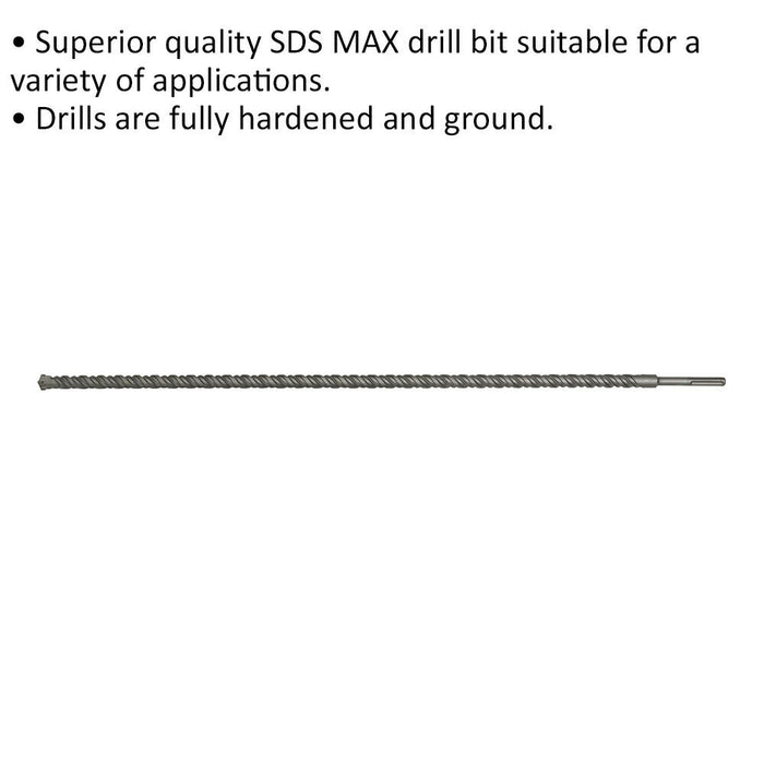 32 x 1320mm SDS Max Drill Bit - Fully Hardened & Ground - Masonry Drilling Loops