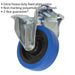 100mm Fixed Plate Castor Wheel - Heavy Duty Polymer & Elastic - 34mm Tread Loops