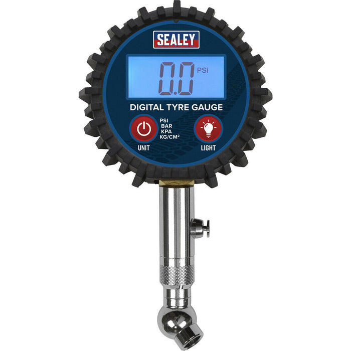 150psi DIGITAL Tyre Pressure Gauge with Swivel Head & Quick Release Valve Loops