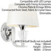 Luxury Crystal Wall Light Chrome & White Shade Curved Arm Dimmable Lamp Fitting Loops