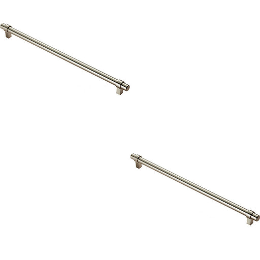 2x Round T Bar Cabinet Pull Handle 360 x 14mm 320mm Fixing Centres Satin Nickel Loops
